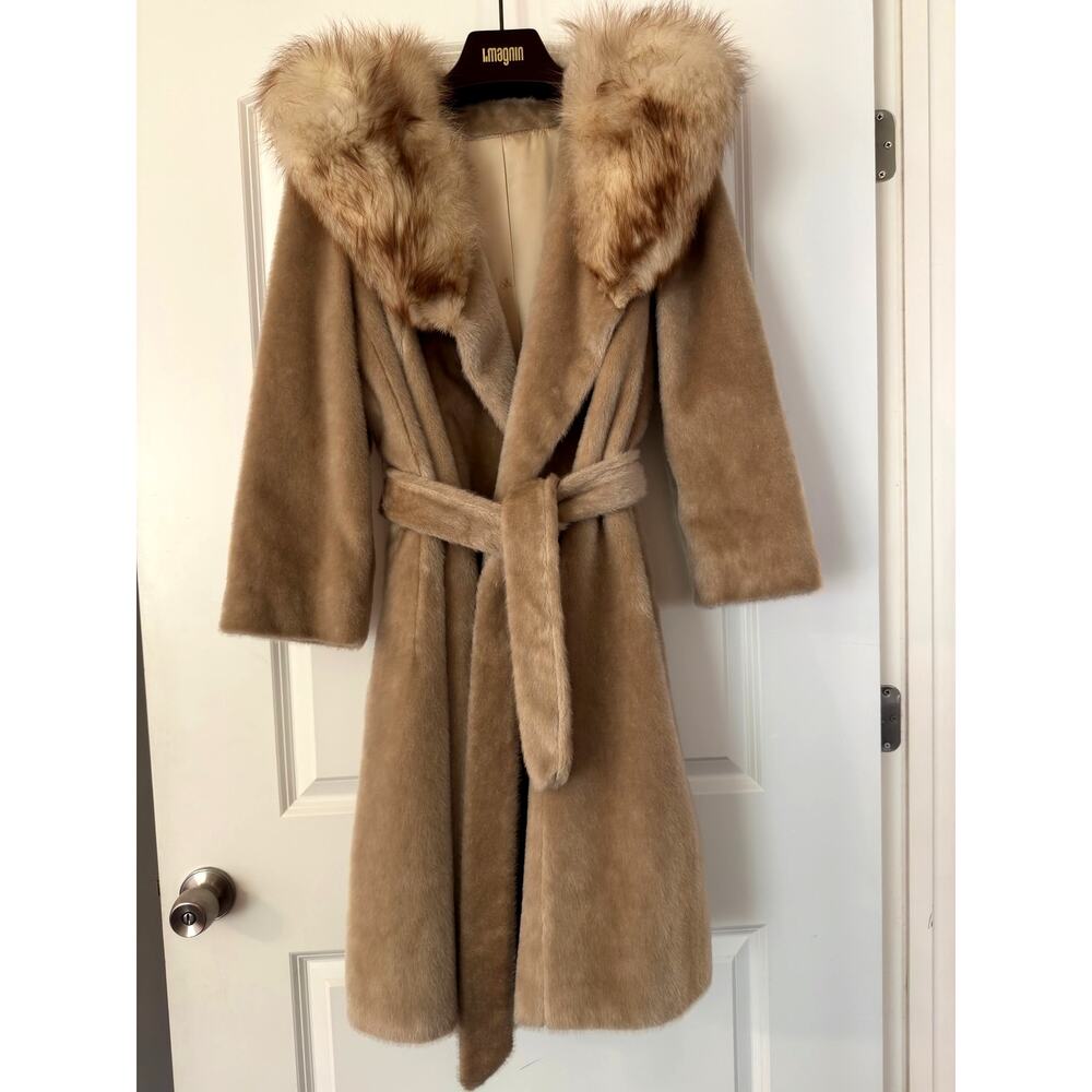 Vintage Mid-Century Vintage Mid-Century Fur Collar Wrap Coat - Union Made USA